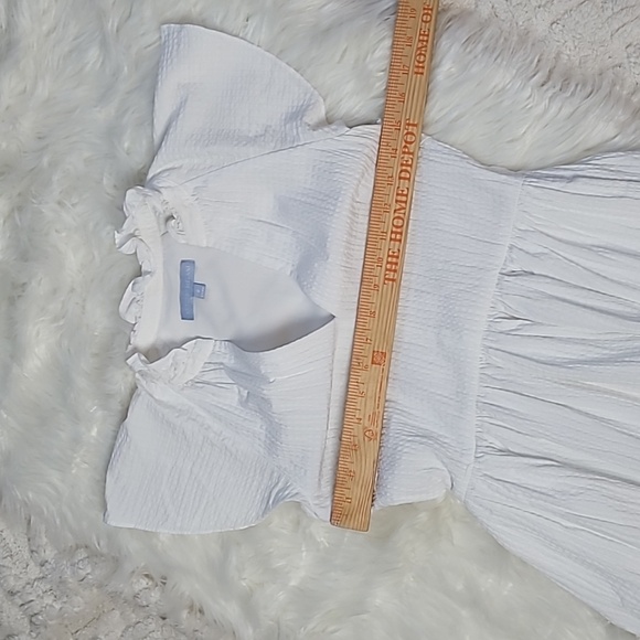 Antonio Melani White Tiered Flutter Sleeve Dress Womens Size 0 Pockets Casual - Picture 6 of 7